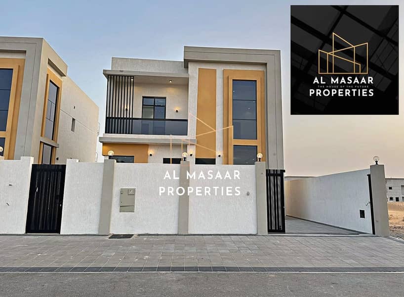 For sale, without down payment, at a snapshot price, a villa near the mosque, one of the most luxurious villas in Ajman, building and finishing, super