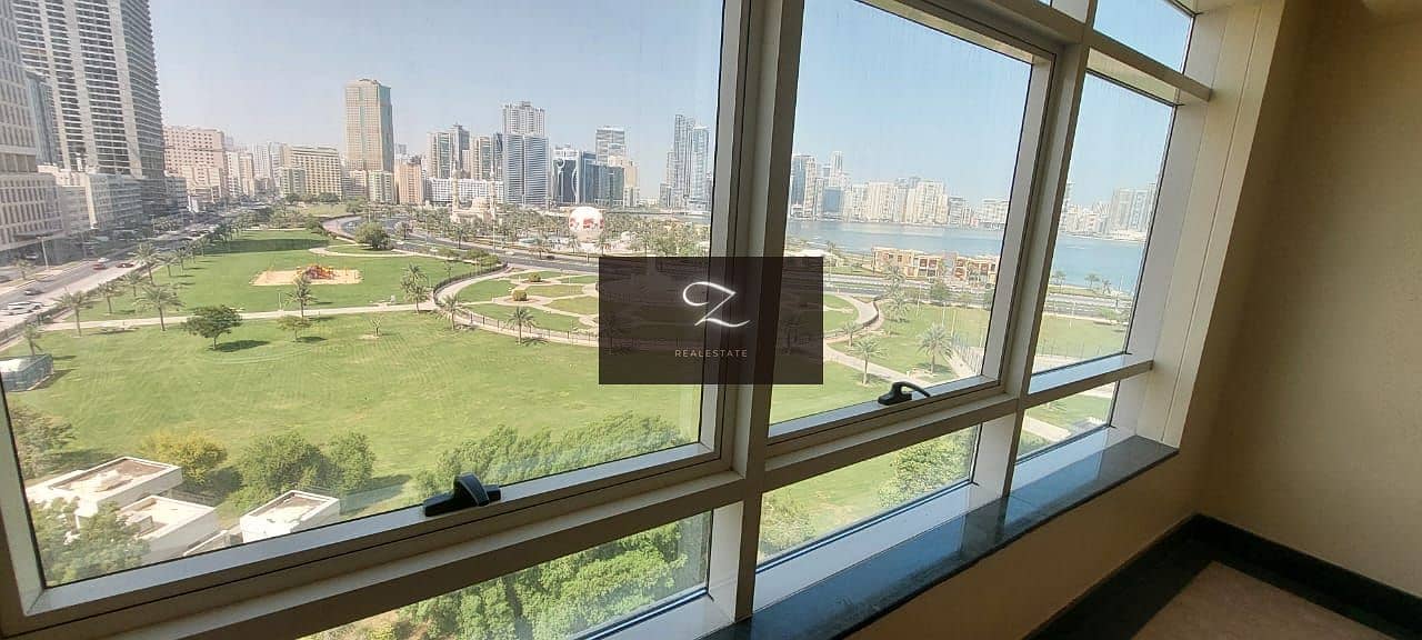 For rent an apartment in Sharjah / Al Majaz 2  Al Maha Tower Garden and Lake View