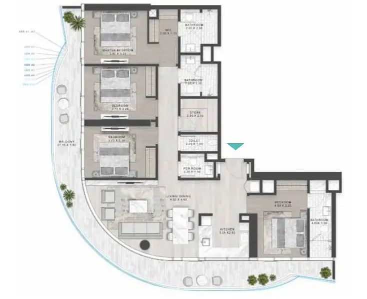4 BR floor plan