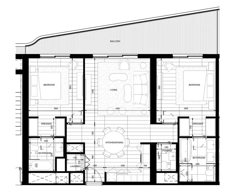2 BR floor plan