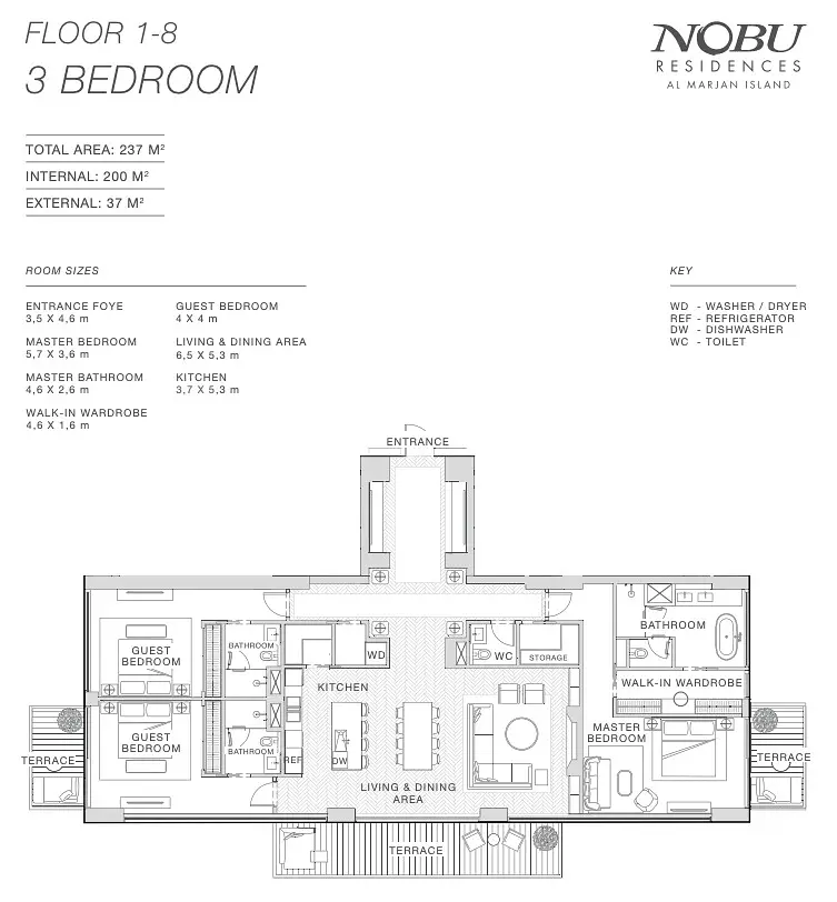 3 BR floor plan