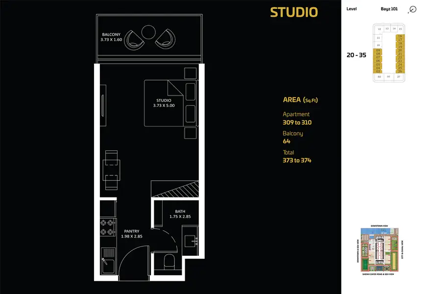 0 BR floor plan