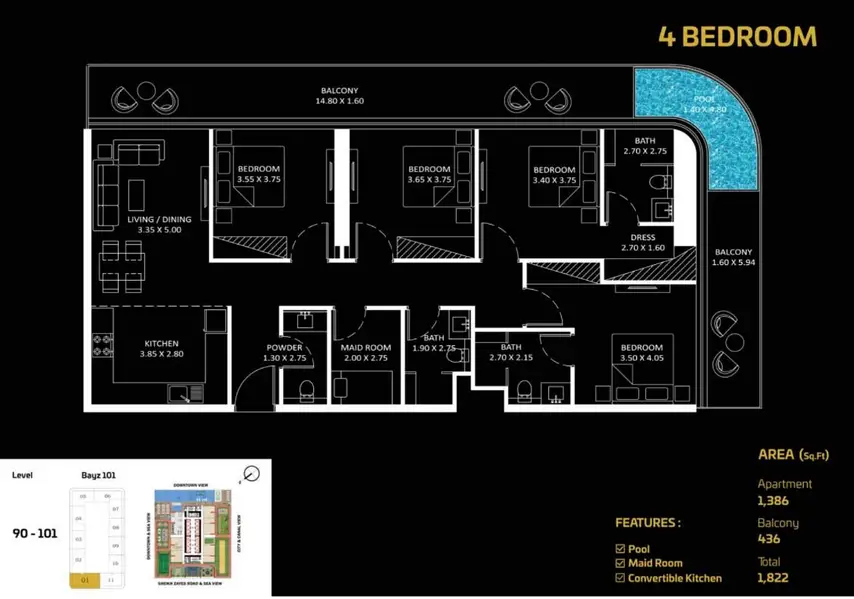 4 BR floor plan