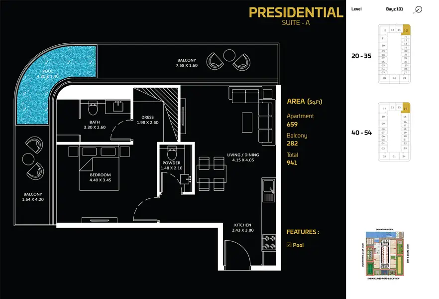 1 BR floor plan