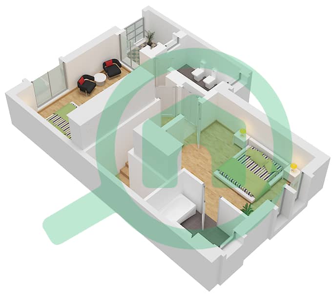 阿尔雷姆3区 - 2 卧室别墅类型／单位TYPE 4 / UNIT MIDDLE戶型图 Type 4 / Unit Middle First Floor interactive3D