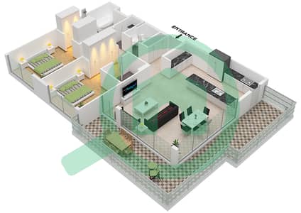 Здание Малберри 2 Б2 - Апартамент 2 Cпальни планировка Тип/мера T2G / B-14,B-15,B-24,B-25