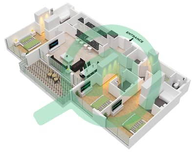 Mulberry 2 Building B2 - 3 Bedroom Apartment Type/unit T1B / A-9,A11 Floor plan