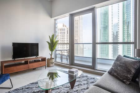 1 Bedroom Apartment for Rent in Dubai Marina, Dubai - Sea View | Furnished | Flexible Terms 1 Bedroom Apartment for Rent in Dubai Marina, Dubai - Sea View | Furnished | Flexible Terms