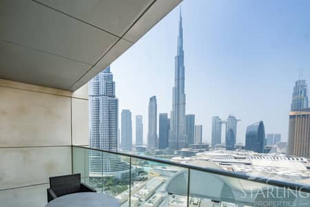 2 Bedroom Flat for Rent in Downtown Dubai, Dubai - Serviced | High Floor | Burj Khalifa View