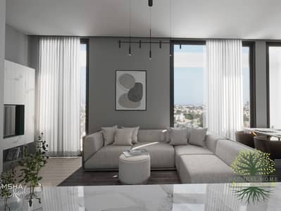 3 Bedroom Flat for Sale in Muwaileh, Sharjah - Living Room Render - Al Mamsha Raseel. jpg