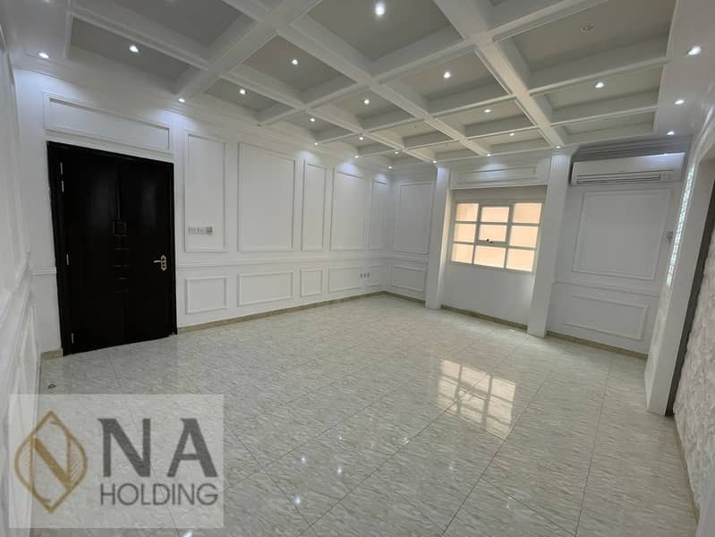 2 rooms, a hall and 2 bathrooms, super deluxe finishing, amid the services in Al Shawamekh City, next to Baniyas Club