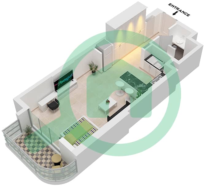 Gardenia Bay - Studio Apartment Type A Floor plan Type A interactive3D