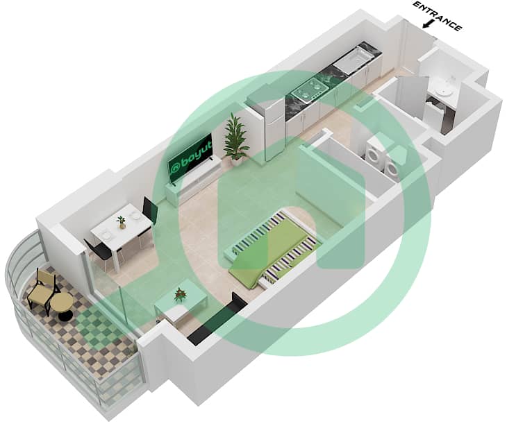 Gardenia Bay - Studio Apartment Type B Floor plan Type B interactive3D