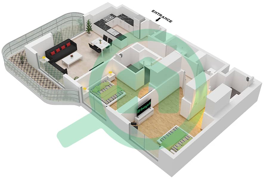 Gardenia Bay - 2 Bedroom Apartment Type A CORNER Floor plan Type A Corner interactive3D
