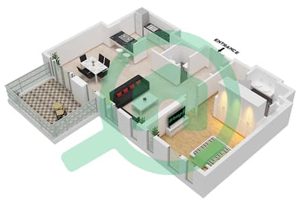 المخططات الطابقية لتصميم النموذج / الوحدة 2-1A / UNIT 5 FLOOR 1 شقة 1 غرفة نوم - بلو واترز ريزيدنسز 8