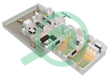 8号公寓楼 - 2 卧室公寓类型／单位2-1 / UNIT 6 FLOOR 1戶型图