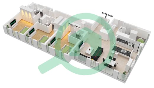 8号公寓楼 - 3 卧室公寓类型／单位1-1A / UNIT 1 FLOOR 2戶型图