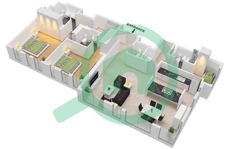 8号公寓楼 - 2 卧室公寓类型／单位2-1A / UNIT 4 FLOOR 2戶型图