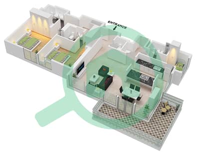 Apartment Building 8 - 2 Bedroom Apartment Type/unit 2-1B / UNIT 4 FLOOR 3-14 Floor plan