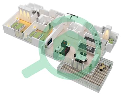 8号公寓楼 - 2 卧室公寓类型／单位2-1B / UNIT 4 FLOOR 3-14戶型图