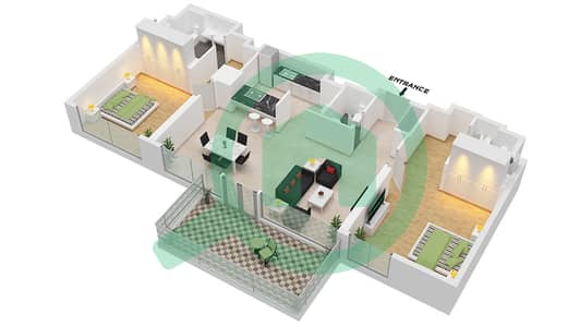 Apartment Building 8 - 2 Bedroom Apartment Type/unit 5-1 / UNIT 5 FLOOR 3-14 Floor plan
