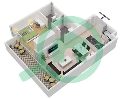 المخططات الطابقية لتصميم النموذج B /  FLOOR 4-6 شقة 1 غرفة نوم - بلازا باي ريبورتاج