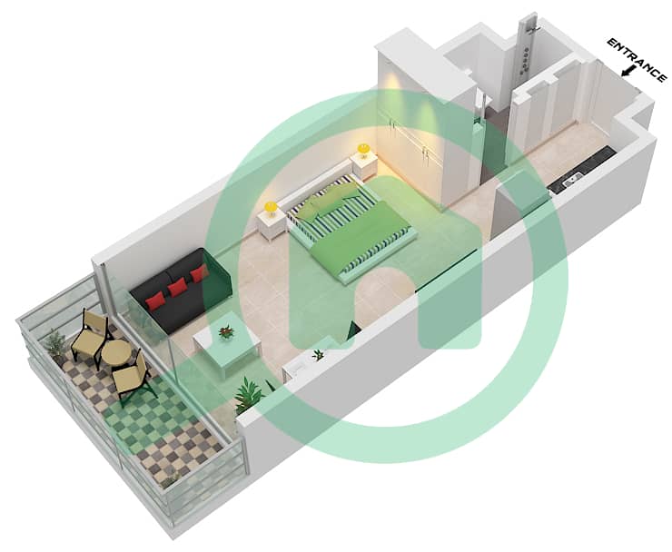 Плаза от Репортаж - Апартамент Студия планировка Тип A / FLOOR GROUND- 6 Type A Ground Floor-6th Floor interactive3D