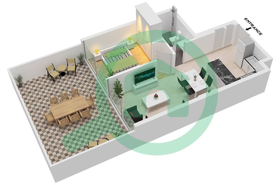 Плаза от Репортаж - Апартамент 1 Спальня планировка Тип C / FLOOR 3 Type C Floor 3 interactive3D