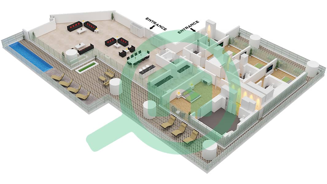 Vela by Omniyat - 4 Bedroom Apartment Type C Floor plan interactive3D