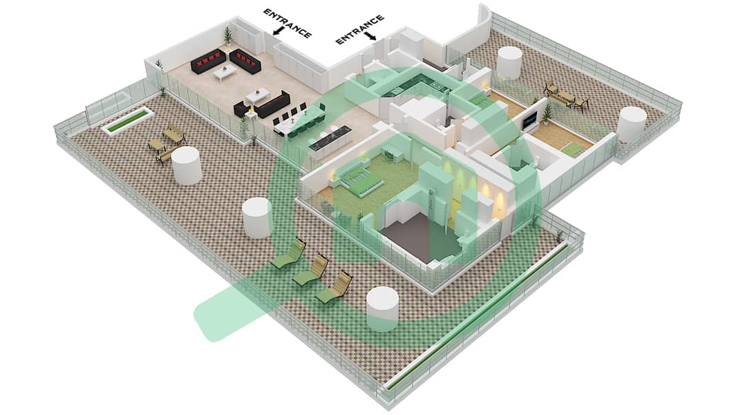 Vela by Omniyat - 3 Bedroom Apartment Type D Floor plan interactive3D