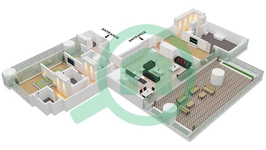 Vela by Omniyat - 3 Bedroom Apartment Type F Floor plan