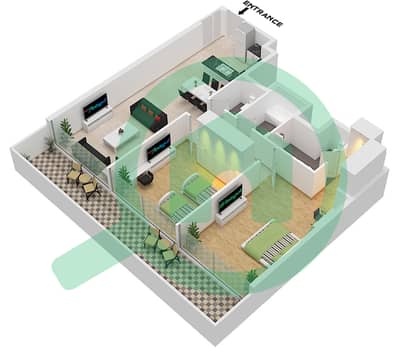 المخططات الطابقية لتصميم النموذج E / FLOOR ROOF شقة 2 غرفة نوم - بلازا باي ريبورتاج