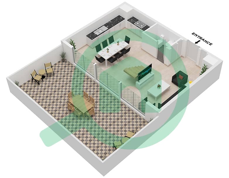 Плаза от Репортаж - Таунхаус 4 Cпальни планировка Тип A Ground Floor interactive3D