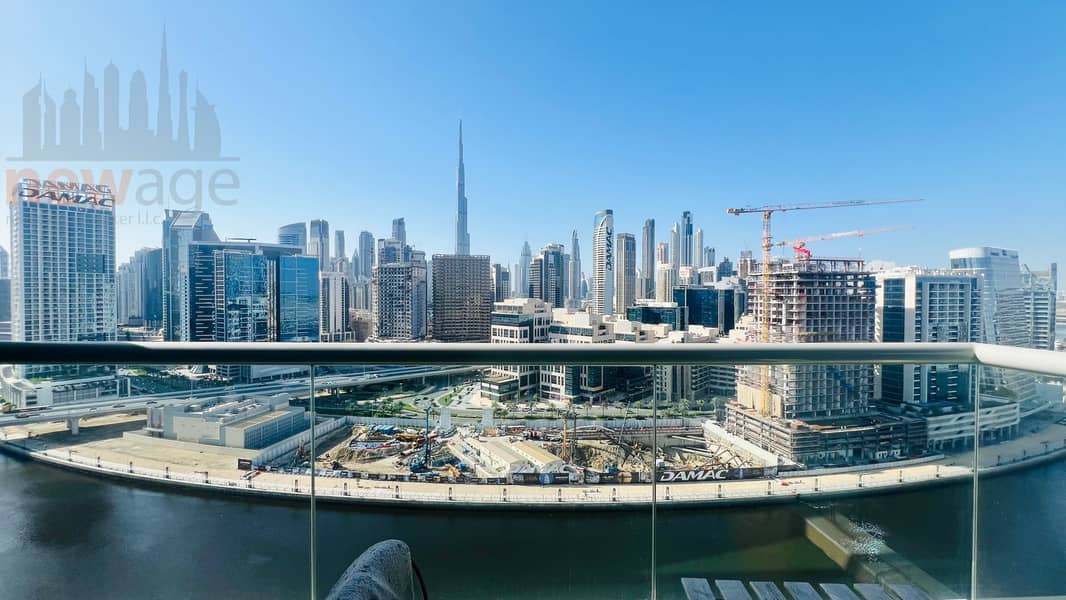 Fully Furnished with Dubai Canal & Burj Khalifa View 2 Bedroom Apt Available For RENT in FAIRVIEW RESIDENCY  Business Bay Dubai