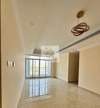 For annual rent in Ajman, the most beautiful three rooms and a hall with the most beautiful view, the first inhabitant, very high finishes