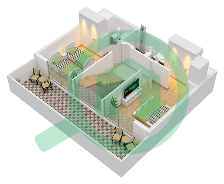 Плаза от Репортаж - Таунхаус 4 Cпальни планировка Тип C Upper Floor interactive3D
