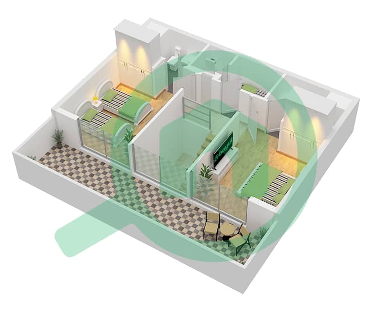 Плаза от Репортаж - Таунхаус 4 Cпальни планировка Тип C Top Floor interactive3D