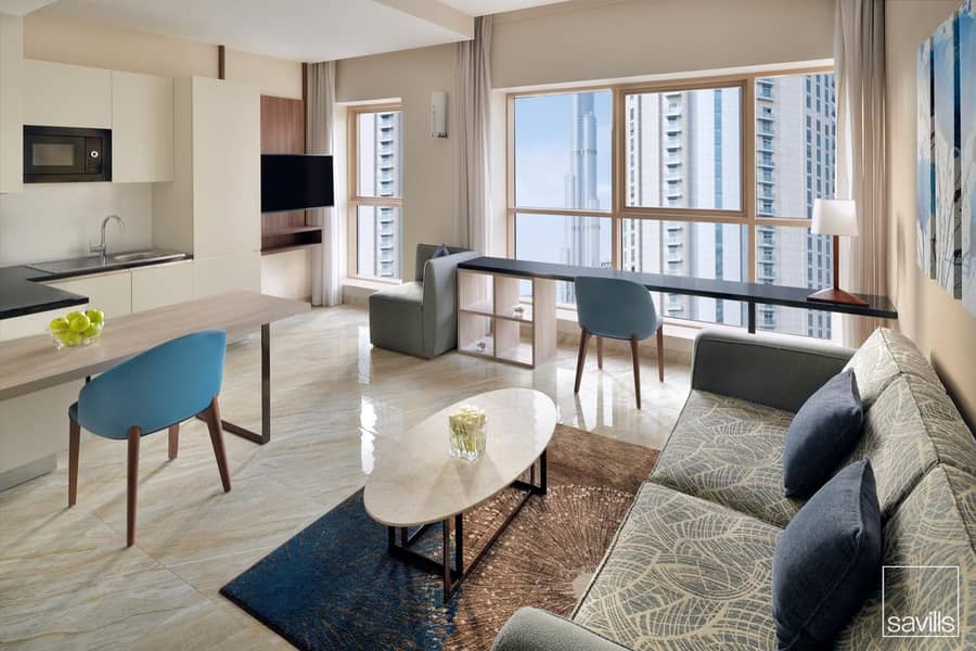 位于迪拜市中心，迪拜市中心欧文比克酒店公寓 1 卧室的酒店式公寓 185000 AED - 8961150