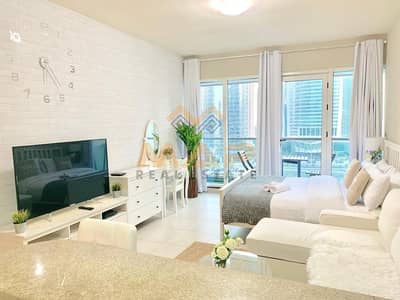 Studio for Rent in Jumeirah Lake Towers (JLT), Dubai - Furnished Studio Apartment for Rent with Balcony With Full Lake View  Close to DMCC Metro JLT