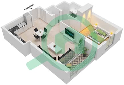المخططات الطابقية لتصميم الوحدة 7 / FLOOR 3-18,20-38 شقة 1 غرفة نوم - كريك ايدج تاور 1