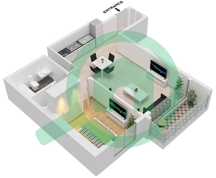 Creek Edge Tower 1 - 1 Bedroom Apartment Unit 4 FLOOR 1,3-18,20-38 Floor plan Unit 4 Floor 1
Unit 4 Floor 3-18
Unit 4 Floor 20-38 interactive3D