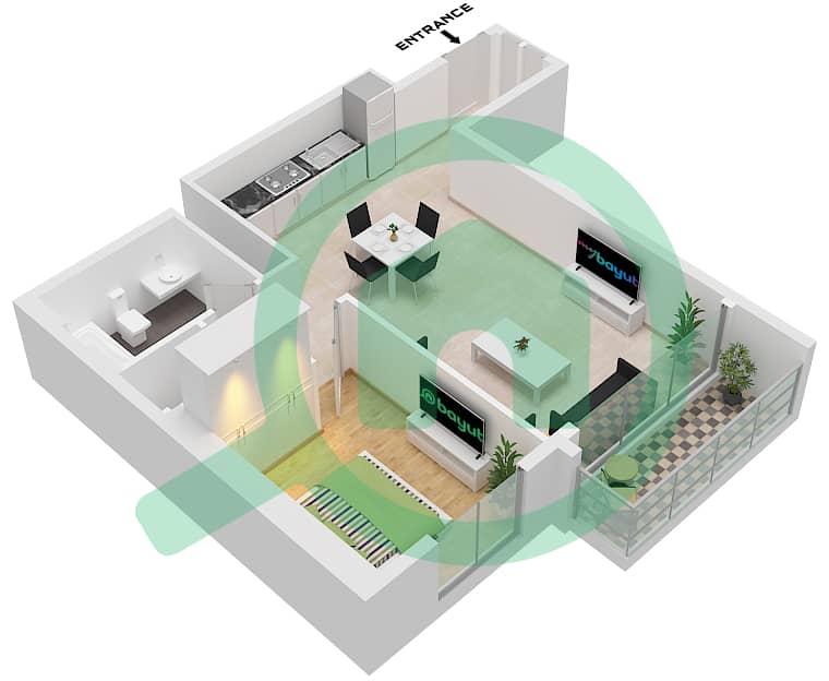 Creek Edge Tower 1 - 1 Bedroom Apartment Unit 4 / FLOOR 1,3-18,20-38 Floor plan Unit 4 Floor 1
Unit 4 Floor 3-18
Unit 4 Floor 20-38 interactive3D