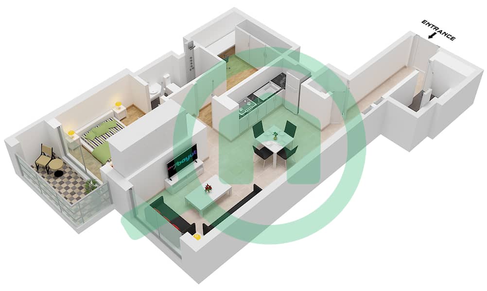 350 Риверсайд Кресцент - Апартамент 1 Спальня планировка Тип/мера A / UNIT XX13 A / XX13 Floor 07,08,10-13,15-18,22-27,30-32,36-38,40,41,43-46,50-55,57,58,60,61 interactive3D