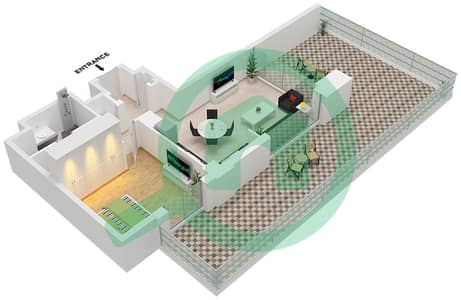 المخططات الطابقية لتصميم النموذج / الوحدة B1 / UNIT 4 FLOOR 1 شقة 1 غرفة نوم - سيلادون