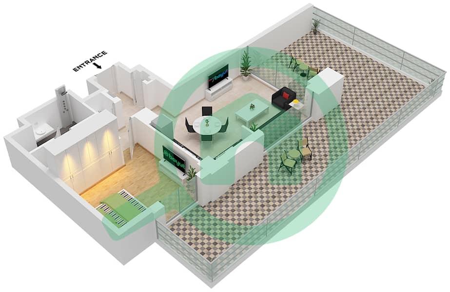 Селадон - Апартамент 1 Спальня планировка Тип/мера B1 / UNIT 4 FLOOR 1 B1 / Unit 4 Floor 1 interactive3D