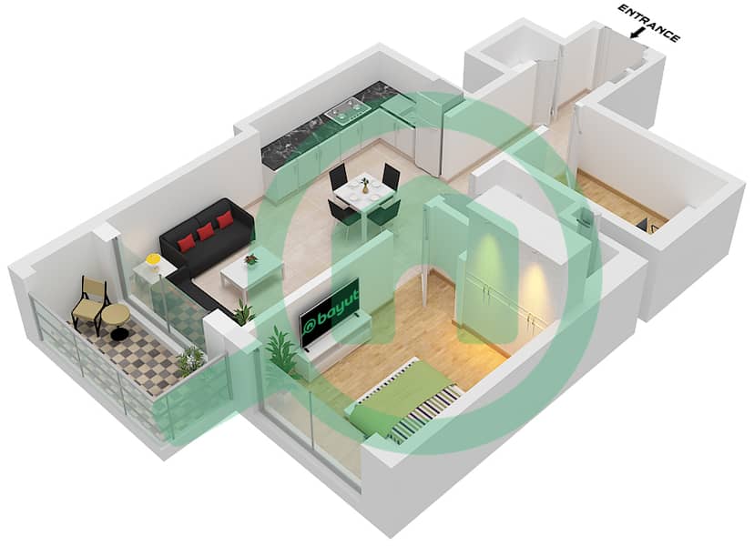350 Риверсайд Кресцент - Апартамент 1 Спальня планировка Тип/мера D / UNIT XX12 D / XX12 Floor 07,08,10-13,15-18,22-27,30-32,36-38,40,41,43-46,50-55,57,58,60,61 interactive3D