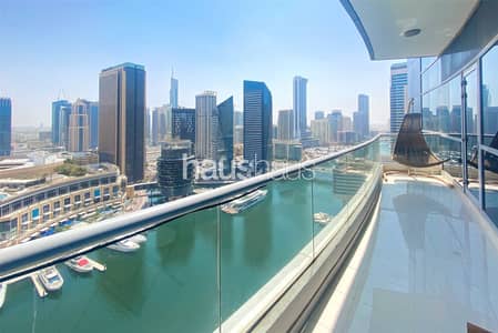 1 Bedroom Apartment for Rent in Dubai Marina, Dubai - Full Marina View | Large Balcony | Brightly Lit