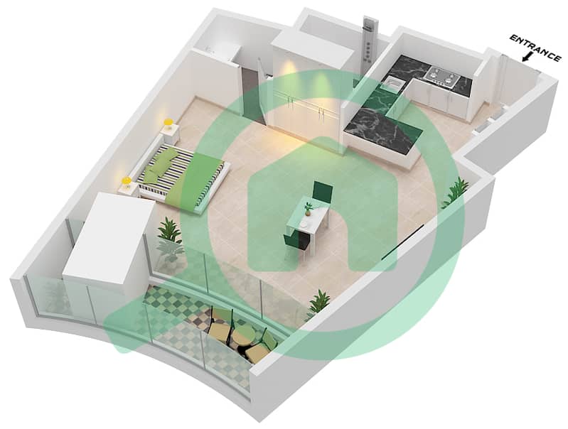 德-格里索诺萨法二号 - 单身公寓类型A戶型图 Type A interactive3D