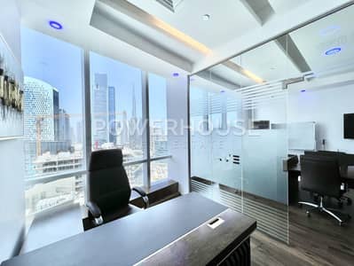 Office for Rent in Business Bay, Dubai - Glass Partitions | Well Fitted | Burj Khalifa View