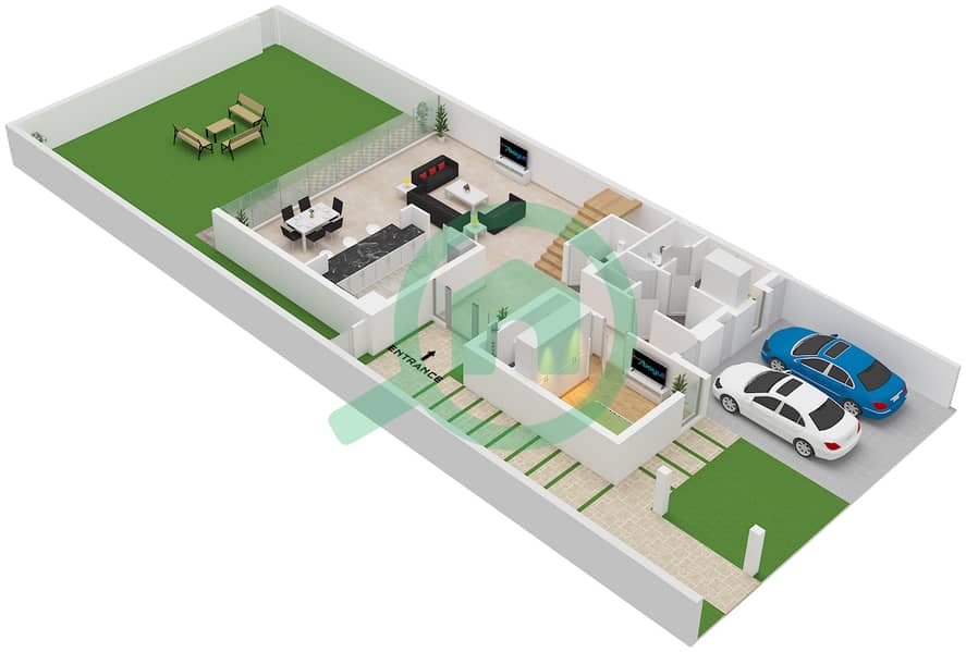 Jouri Hills - 4 Bedroom Townhouse Type A Floor plan Ground Floor interactive3D